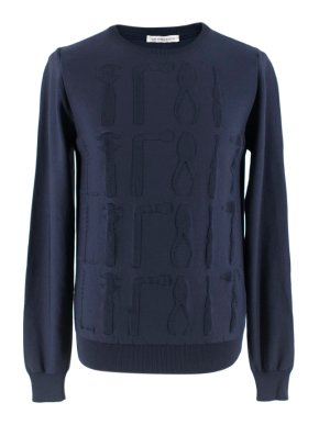 JW Anderson Navy Knitted Jumper with Tool Stitch Detail