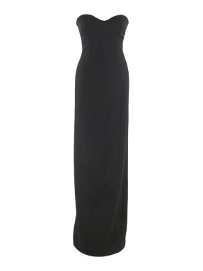 Grace Mmxiii Black Strapless Jacquard Structured Gown