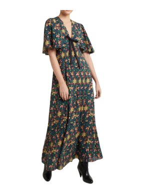 Three Floor Navy Patterned Misamis Maxi Dress