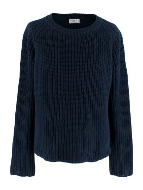 Frame Cable Knit Navy Ribbed Jumper