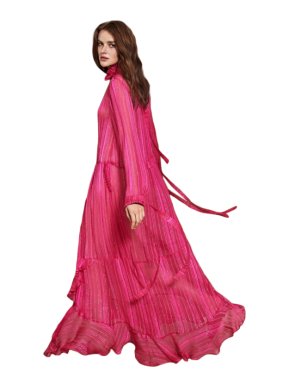 Munthe Pink Chiffon Striped Maxi Dress