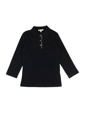 Burberry Black Cotton Long Sleeve Polo Shirt
