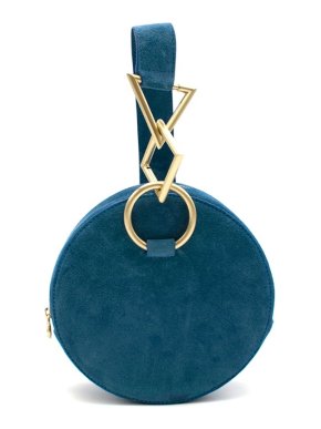 Tara Zadeh Blue Azar Suede Bracelet Bag