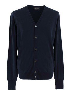 John Smedley navy Bryn wool cardigan