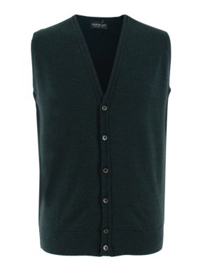John Smedley Green Finagon Wool Waistcoat