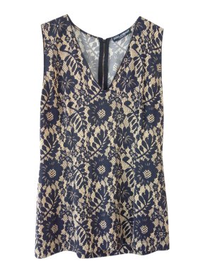 Dolce & Gabbana Navy Floral Lace Sleeveless Top