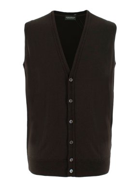 John Smedley Brown V-Neck Wool Waistcoat