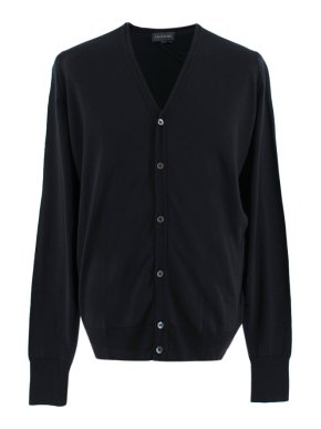 John Smedley Black Bryn Wool Cardigan