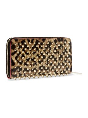 Christian Louboutin Panettone Spike Zip Around Leopard Print Wallet