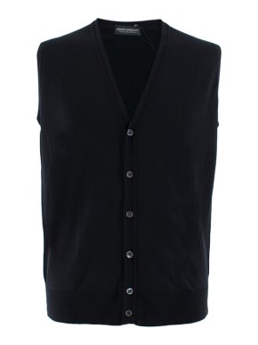 John Smedley Black Finagon Wool Waiscoat