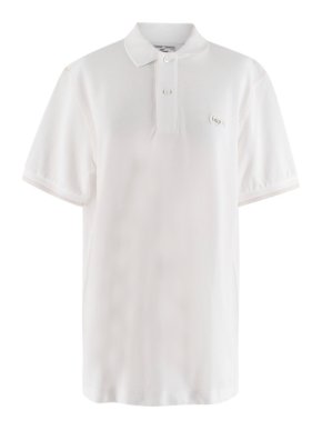 Chemise Lacoste Luxe White Polo Top with Coloured Stitching