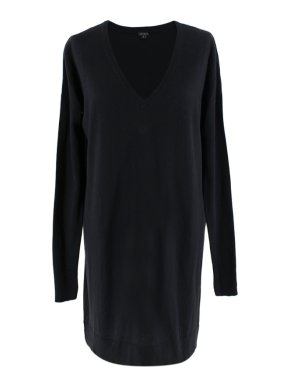 Joseph Black Wool Blend V-Neck Long Jumper