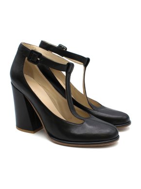 See By Chloe Black Leather T-Bar Pumps
