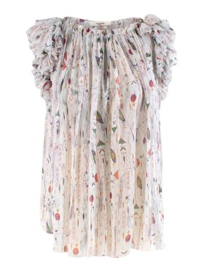 Isabel Marant Ruffled Silk Printed Sheer Top