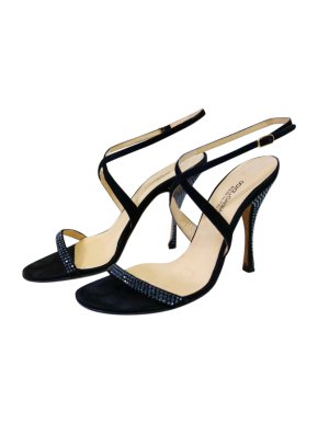 Dolce & Gabbana crystal heel black leather sandals