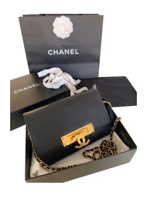 Chanel Black Lizard Golden Class Wallet On Chain