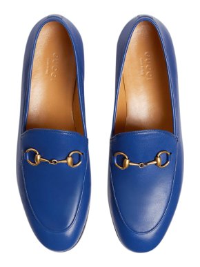 Gucci Jordaan electric blue leather loafers