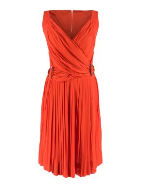 Gucci Orange Sleeveless Pleated Dress