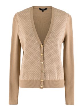 Gucci Beige Monogram Silk Cardigan