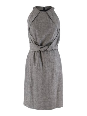 Gucci Grey Wool Midi Dress With Knotted Waist