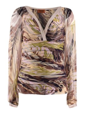 Missoni Camo Print Chiffon Silk Top