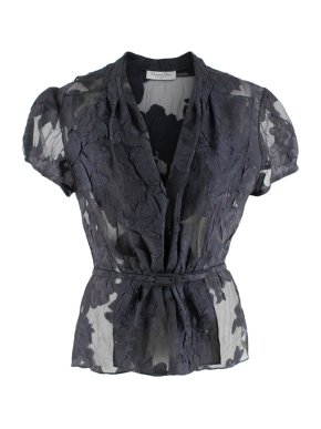Christian Dior Blue Sheer Chiffon Blouse