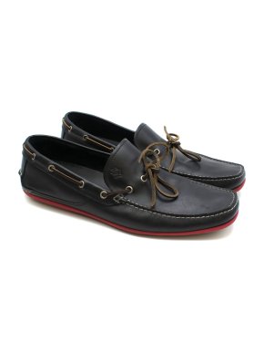 Salvatore Ferragamo Black Leather Boat Shoes