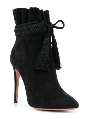 Aquazzura Shanty 105 Suede Ankle Boots in Black