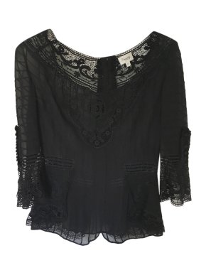 Temperley London Black Lace Detailed Blouse