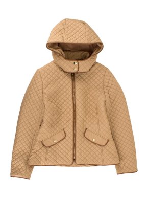 Chloe Camel Quilted Hooded Jacket
