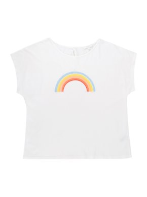 Chloe Girls White Cotton Rainbow Logo T-shirt