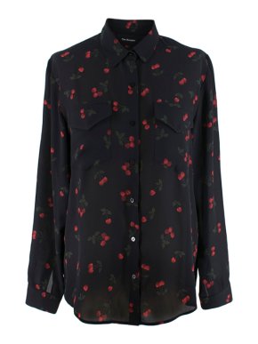The Kooples Black Cherry Print Sheer Shirt