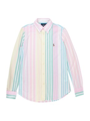 Ralph Lauren Pastel Striped Heidi Knit Oxford Shirt