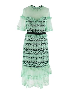 Three Floor Mint Green Floral Lace Dress