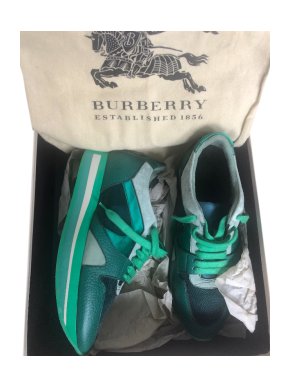 Burberry Suede & Leather Emerald Green Sneakers