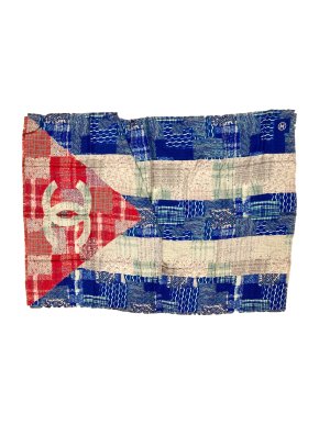 Chanel Red, White & Blue Silk CC Stole