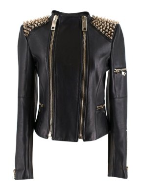 Kimora Lee Simmons Black Studded Leather Jacket