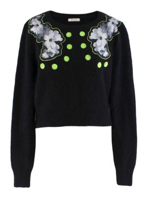 Emma Cook Floral silk neon applique sweater