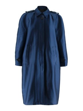 Burberry Prorsum Blue Satin Cocoon Trench Coat