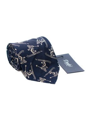 Drake's Navy Silk Ski Print Tie