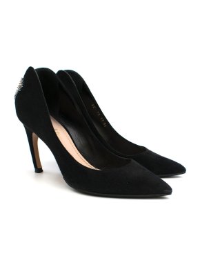 Dior Black Suede Beaded Amour Pumps