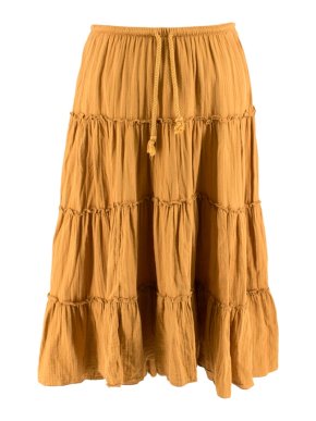 See By Chloe Mustard Ruffle Midi Skirt