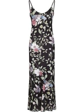 Rewritten Camden Black Bird Print Maxi Dress