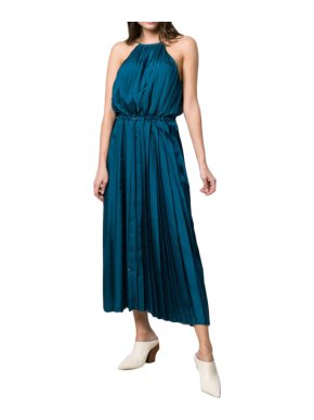 Tibi Blue Mendini twill pleated dress