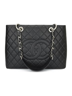 Chanel Black Caviar Leather Grand Shopping Tote