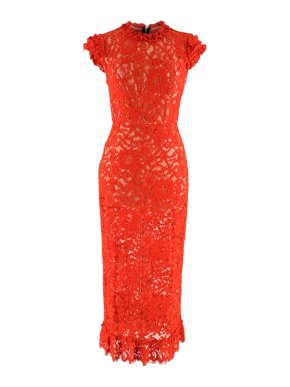 Allen Schwartz Red Lace Midi Dress