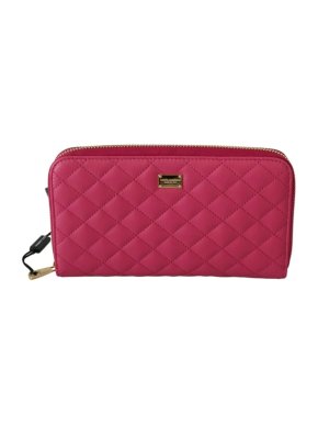 Dolce & Gabbana Pink Quilted Zip-Around Wallet