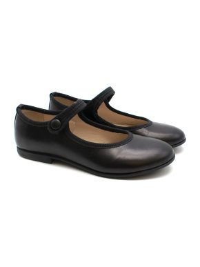 Gallucci Girls Black Leather Ballerina Shoes