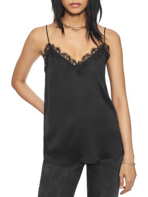 Anine Bing Belle Lace Trim Silk Camisole