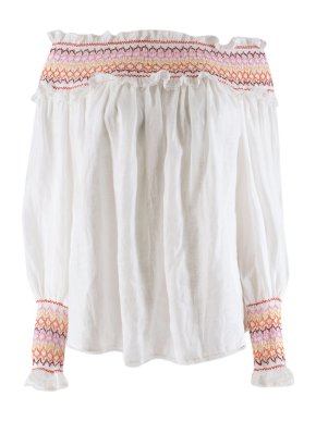 Zimmermann White Goldie Rainbow Smocking Top